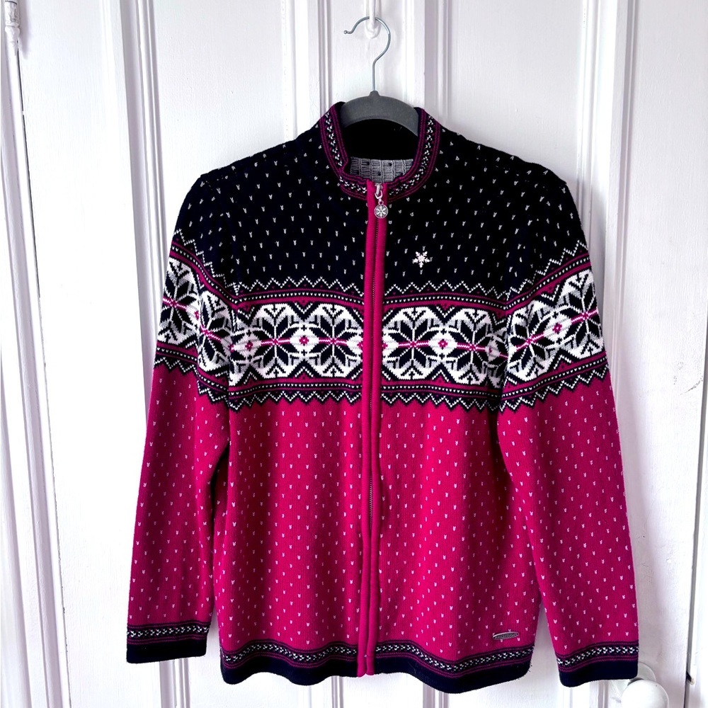 Northern Reflections Women’s Fair Isle Full Zip Crewneck Christmas Cardigan L